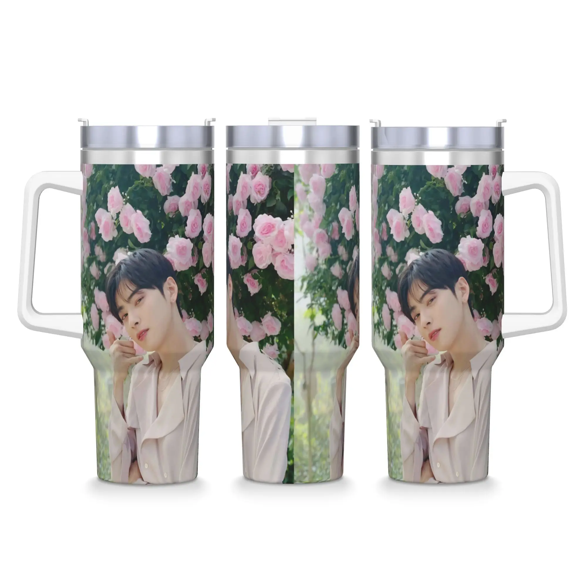 

Stainless Steel Tumbler Cha Eun Woo Mugs Cup With Straws Travel Cold and Hot Water Bottle Leakproof Large Thermal Cups