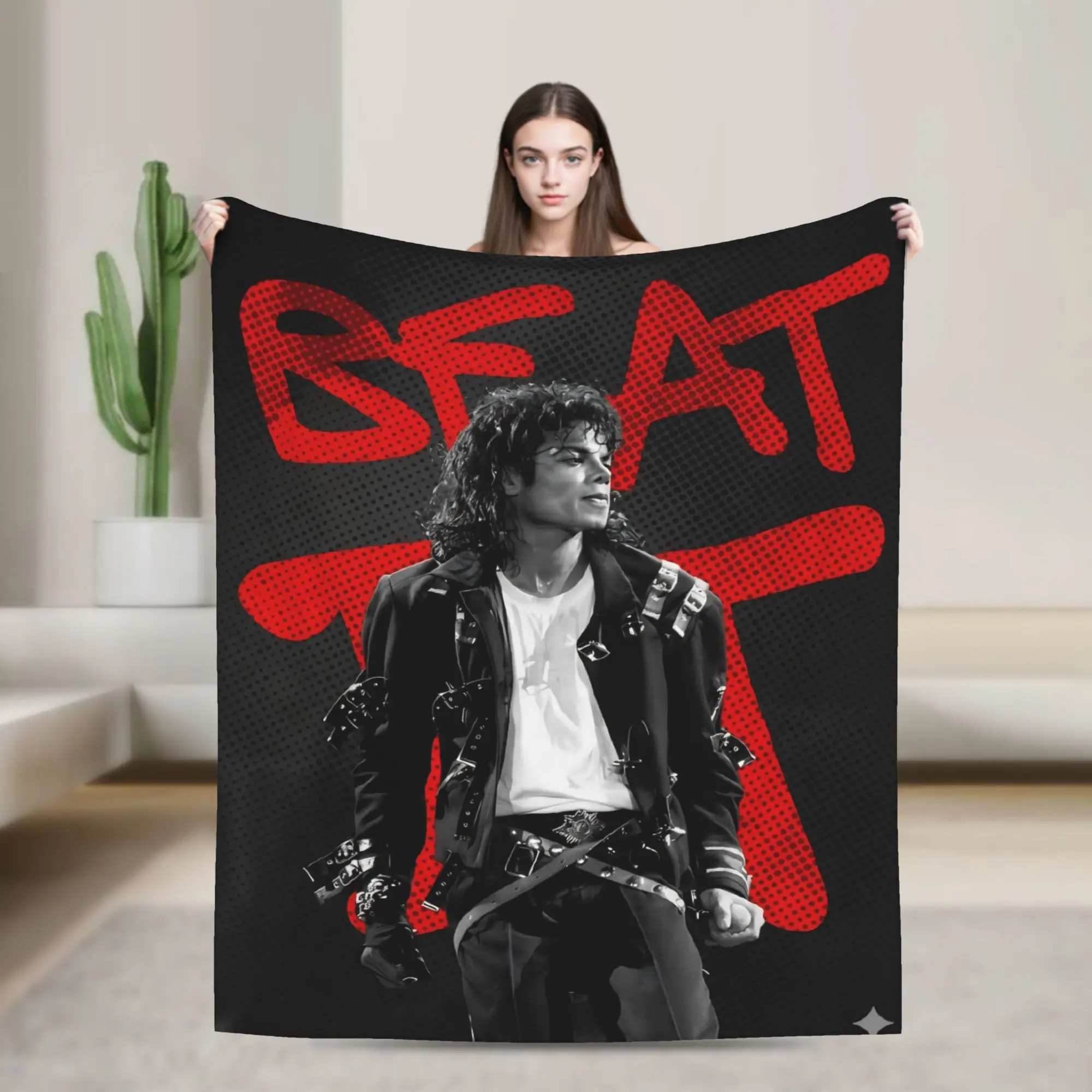 Michaels Jacksons King Of Pop Blanket Fleece  Winter  Portable Super Warm Throw Blanket for Home Bedroom Quilt