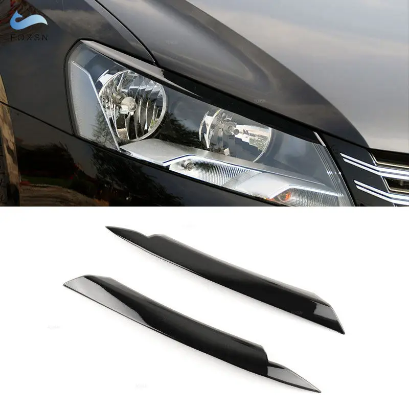 

For VW Magotan Passat B7 Seadn Variant Alltrack 2011 2012 2013 2014 2015 Glossy Black Car Headlight Eyebrow Trim Eyelids Cover