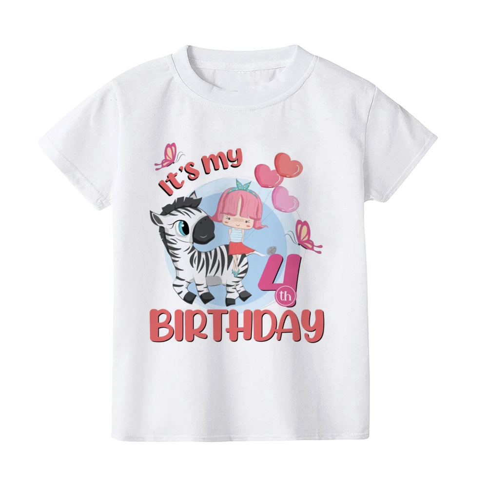 Aniversário crianças camiseta infantil meninas bonito roupas do miúdo presente de aniversário da criança t branco crianças verão manga curta camiseta