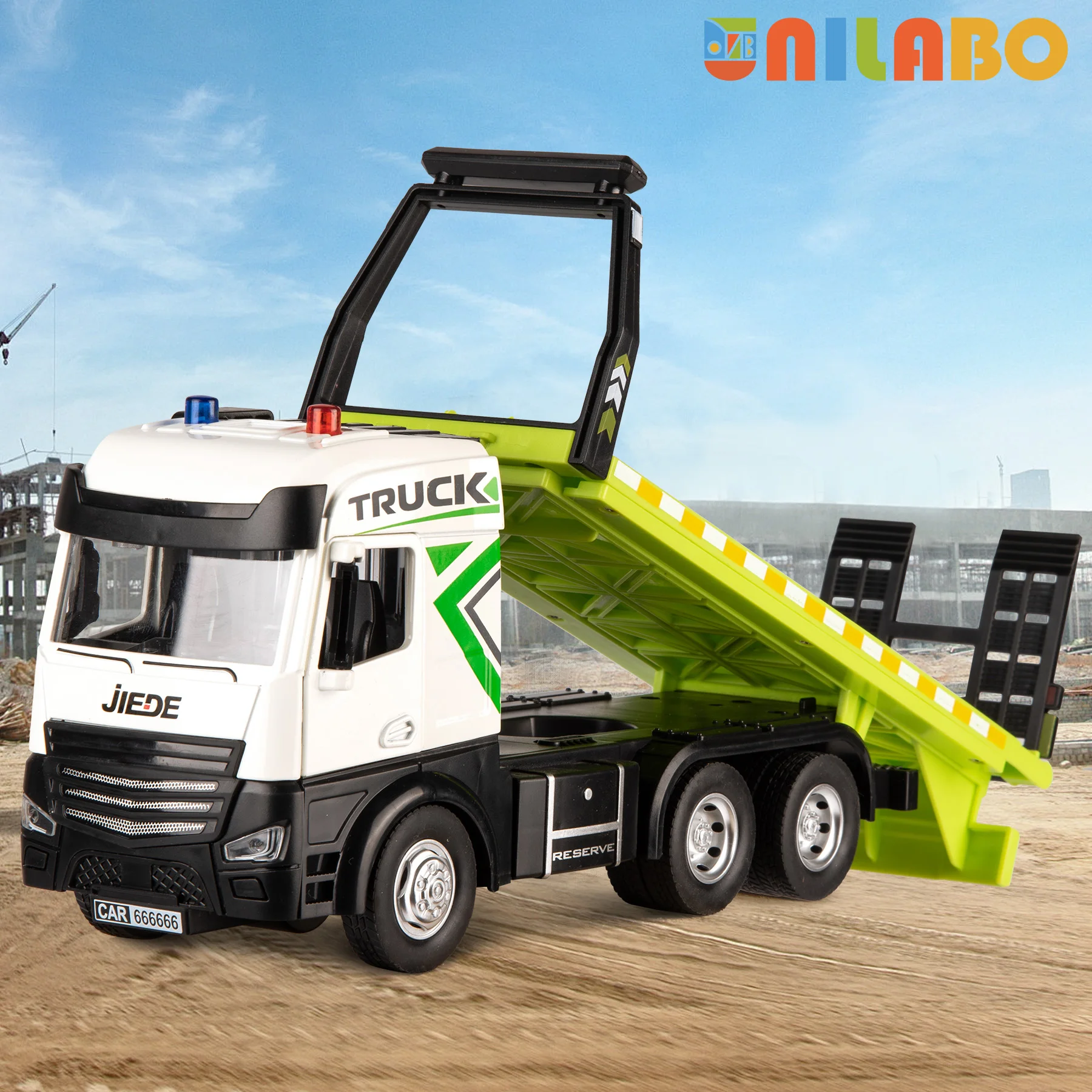 

Alloy 1:40 Heavy Duty Tow Truck, Extendable Liftable Deck, Inertia Power, Light & Sound, Construction Toy Gift for Boys Girls 3+