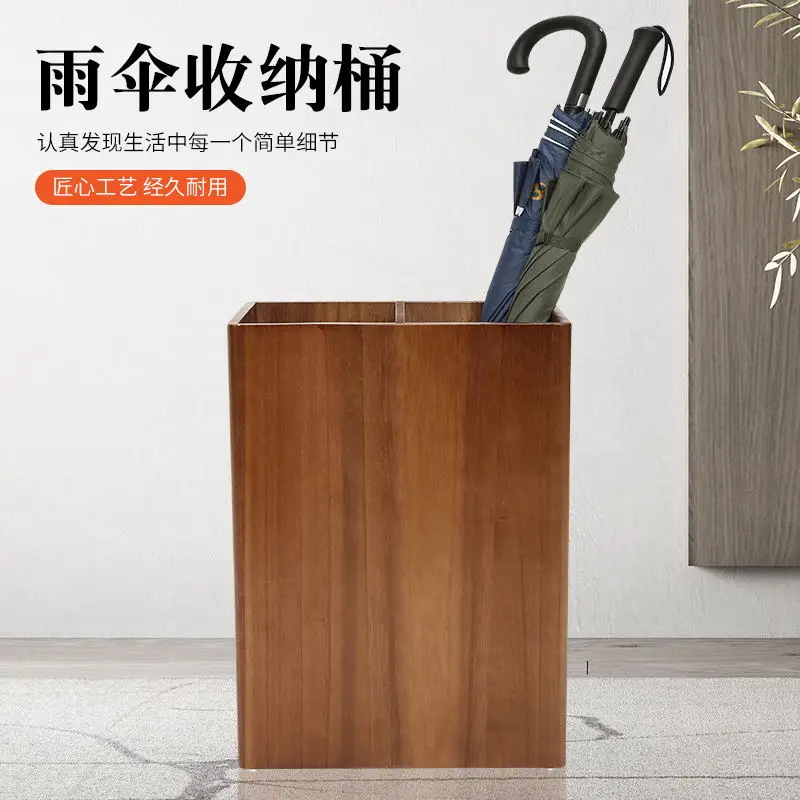 

Solid wood umbrella frame door household Chinese simple light luxury wooden storage umbrella barrel commercial hotel shopping ma