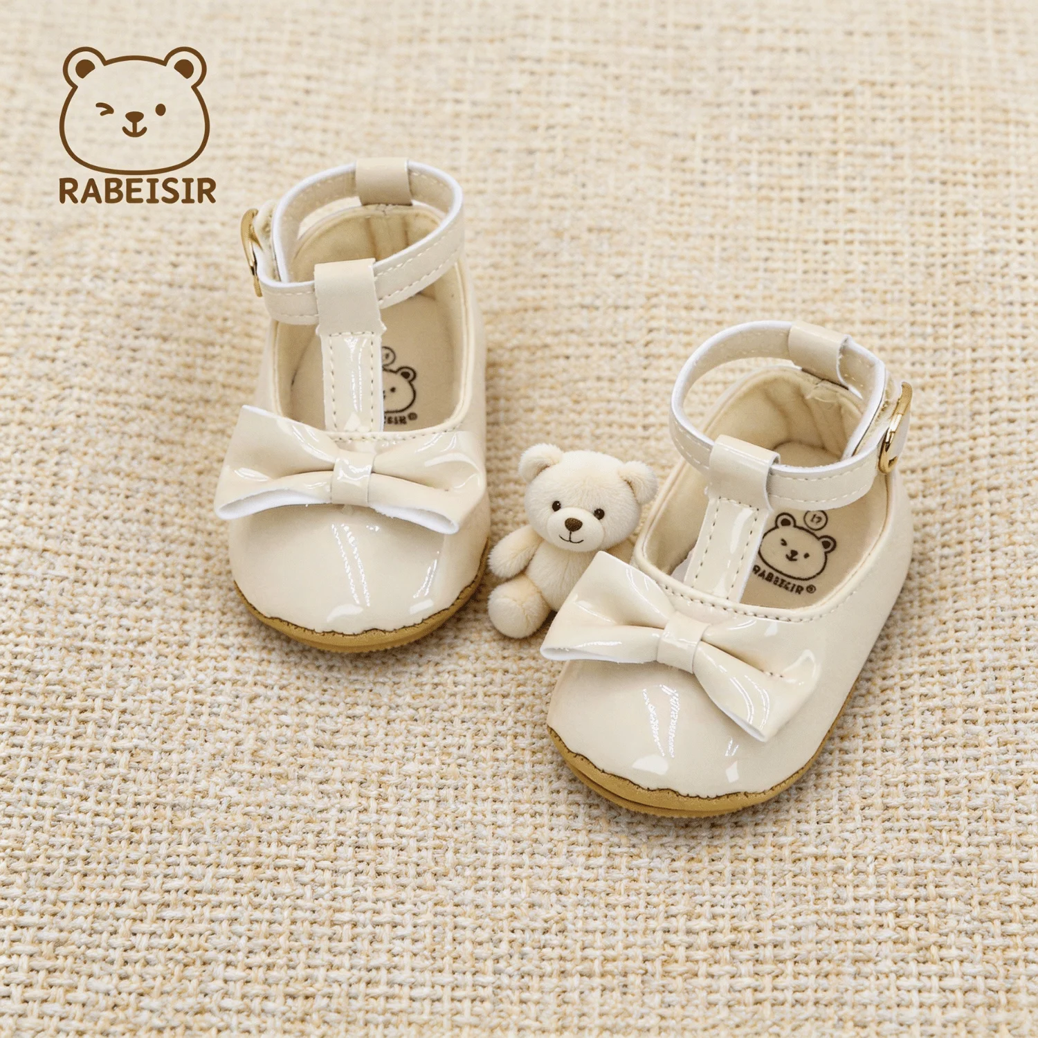 Elegante Mary Jane Schuhe für Babymädchen aus Lackleder mit großer Schleife, T-Riemen-Design, Schnallenriemen und weicher Sohle – ideal als erste Schuhe für Kleinkinder. – Detail 6