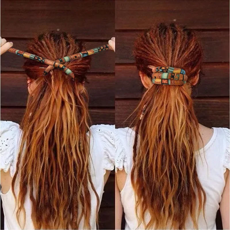 Accesorios para el cabello, bandas flexibles para el cabello, cuerdas para el cabello de estilo étnico, diadema de cola de caballo, rastas coloridas, horquilla larga para cola de caballo