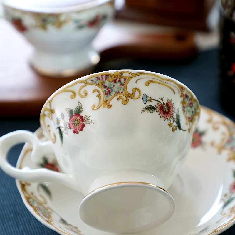 Middle Ages 220ML, Fine Bone China Cappuccino Cup with Saucer, Latte Cup, English Tasse Cafe Esspresso Cups
