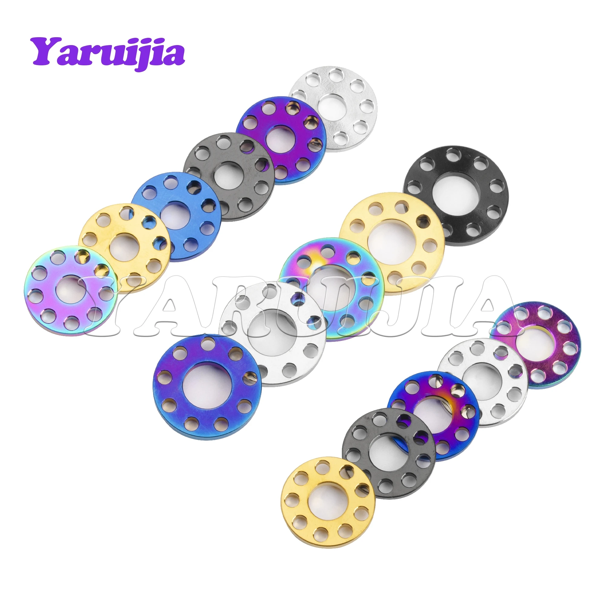 Yaruijia M6/M8/M10 9 Porous Nine Holes Washers Titanium Drilled Spacer Gaskets for Motorcycle Part Accessory