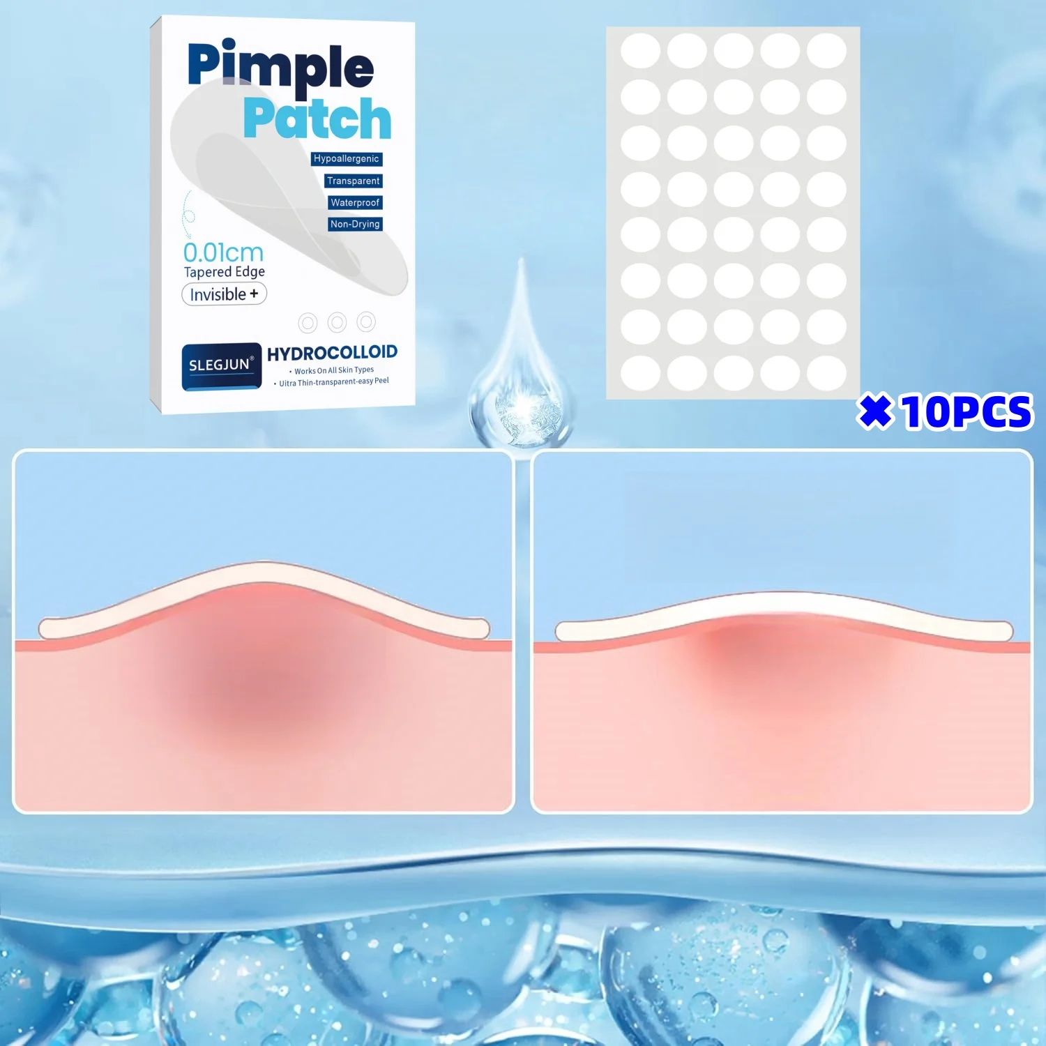 360 قطعة من رقع حب الشباب الغروانية المائية - ملصقات بثرة غير مرئية لتخفيف العيوب بسرعة، وتهدئة البشرة بلطف