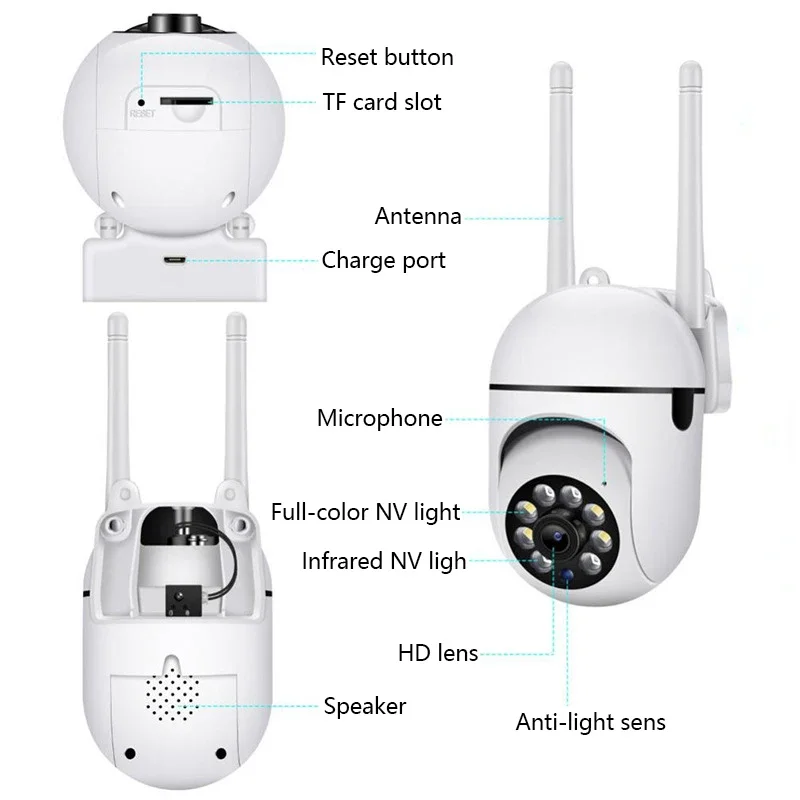 8MP Wifi IP Wireless Security Surveillance PTZ Camera 4X Zoom Cameras Tracking Two-way Audio HD Night Color Cam V360PRO APP image 4