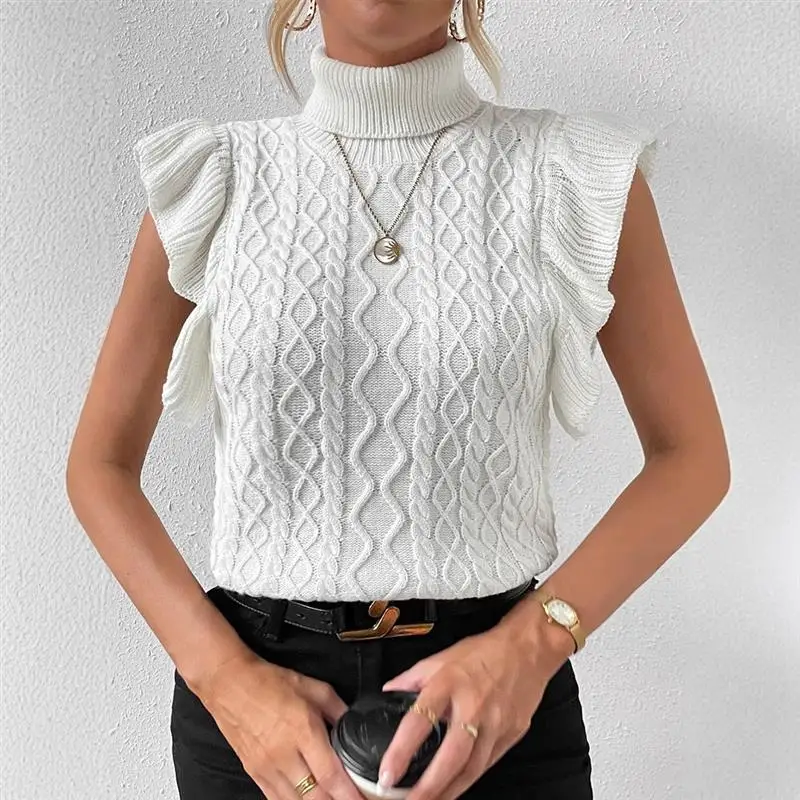 

Летний женский вязаный свитер Fashion, жилет ort Sve, витой полимерный волокно, высокий воротник, цвет, другой материал