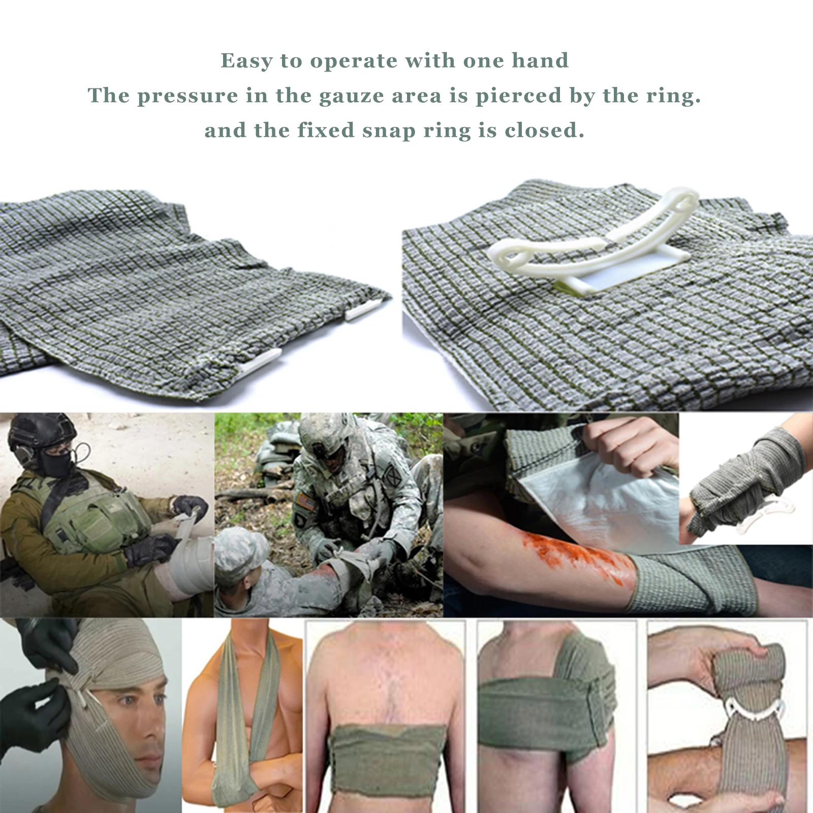 Military Medical Rescue 4/6in Israel Emergency Bandage Trauma Wound Dressing Combat Battle Compression Tactical First Aid IFAK