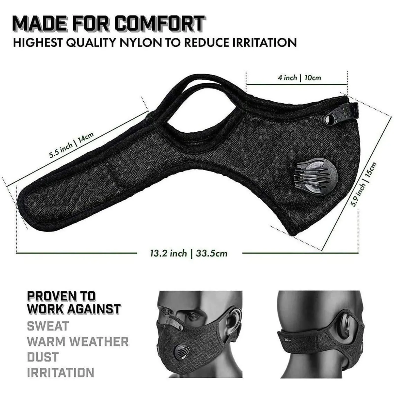 Breathing Valve Mask Antifog Dustproof Mask PM2.5 Filter Mask Activated Charcoal Mask Outdoor Sports Cycling Motorcycling Mask