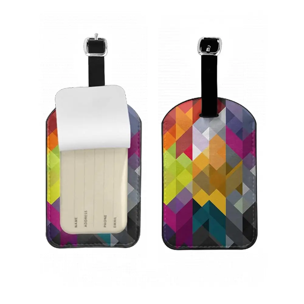 

Бесплатная доставка: Яркие геометрические этикетки для багажа с абстрактным узором и прочными ремешками-пряжками для защиты личных данных