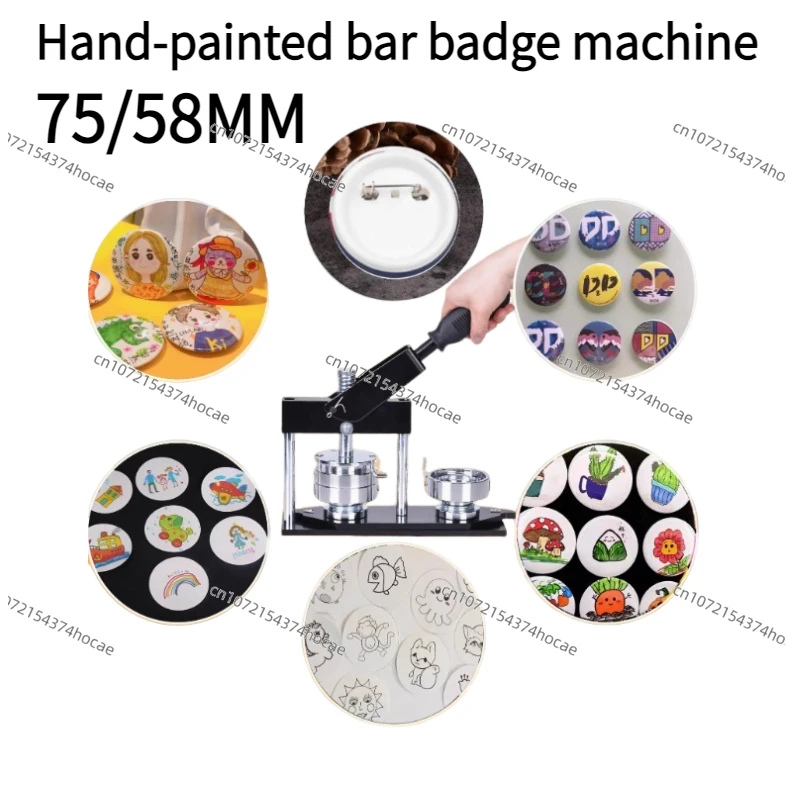 

Badge Maker Machine DIY Button Pin Brooches Press Making Tool Comes with 100 Sets of Badge Materials and Circular Cutter