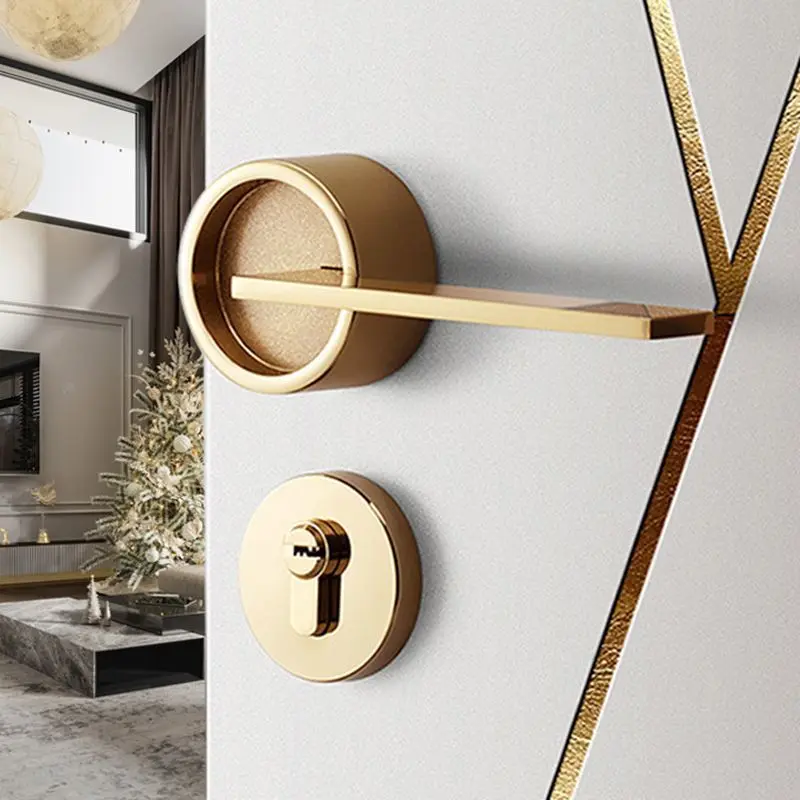 Solid Wood Split Magnetic Silent Door Lock Universal Interior Door Handle For Bedroom Household Room