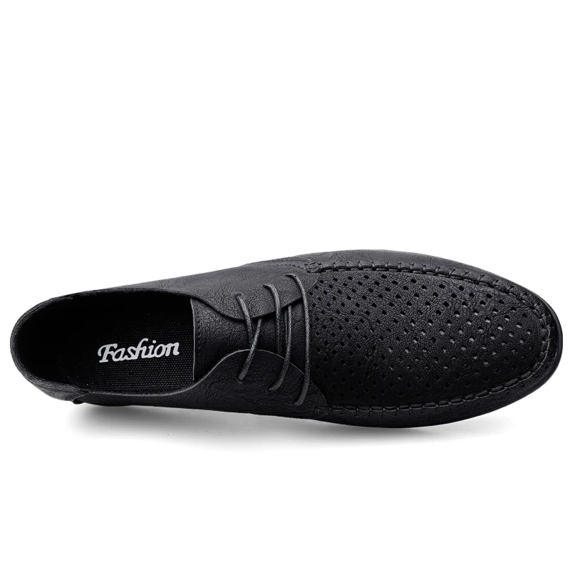 Summer Hollow Out Leather Sneakers Men Luxury Italian Casual Handmade Moccasins Designer Breathable Boat Shoes Breathable