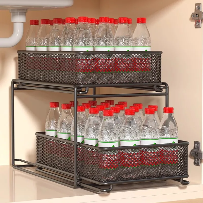 

Kitchen Cabinet Layered Shelves Household Bowls Dishes Salt Vinegar Storage Bracket Space Saving Elevated Guardrails Organizer