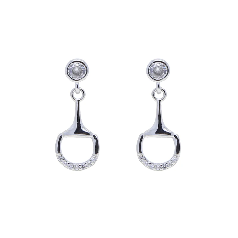 2024 High Quality Horseshoe Stirrup Snaffle Bit Stud Earring 925 Sterling Silver Equestrian Horse Jewelry