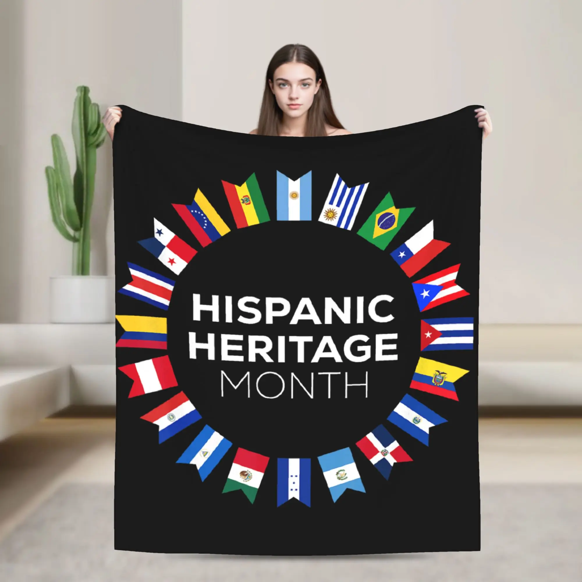 Hispanic Heritage Month Country Flags Design Blanket Quality Soft Comfy  Throw Blanket Winter Travel Bedroom Funny Bedspread