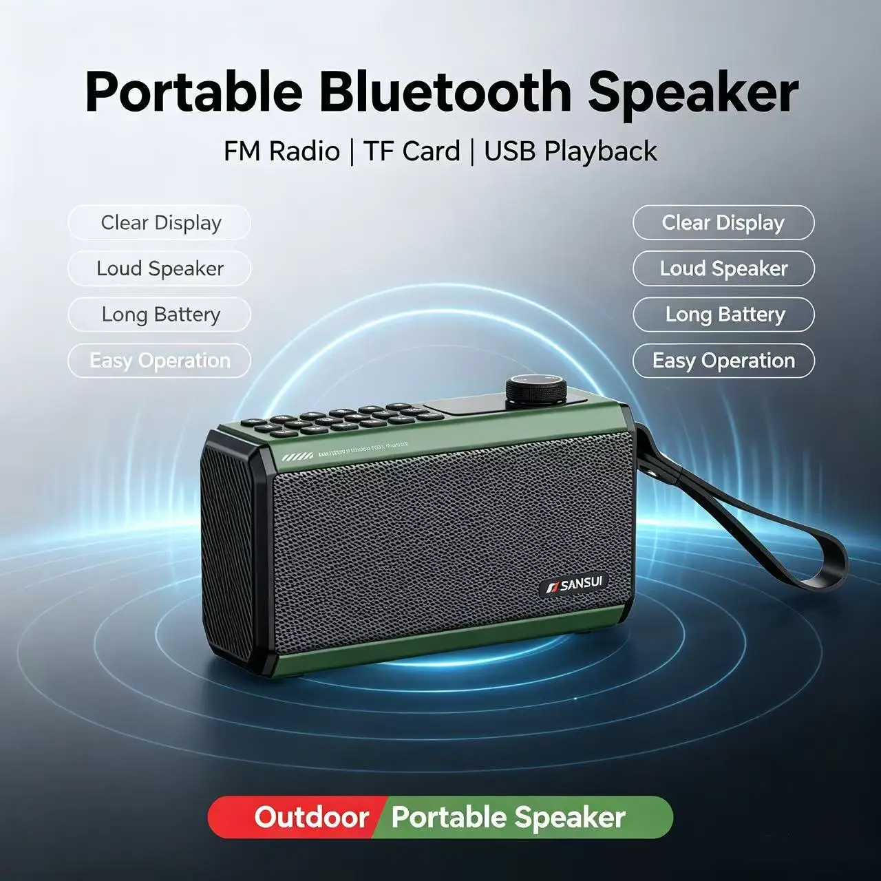 NEW SANSUI F85 Portable Bluetooth Speaker Supports USB/TF/MP3 Playback and Supports One Click Recording and Multi-mode Playback