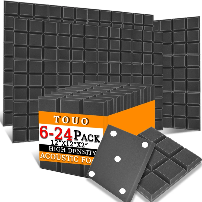 

TOUO 6/12/24 Pcs Acoustic Foam Home Cinema Acoustic Treatment High-Density Sound Absorbing Material Soundproof Wall Panels