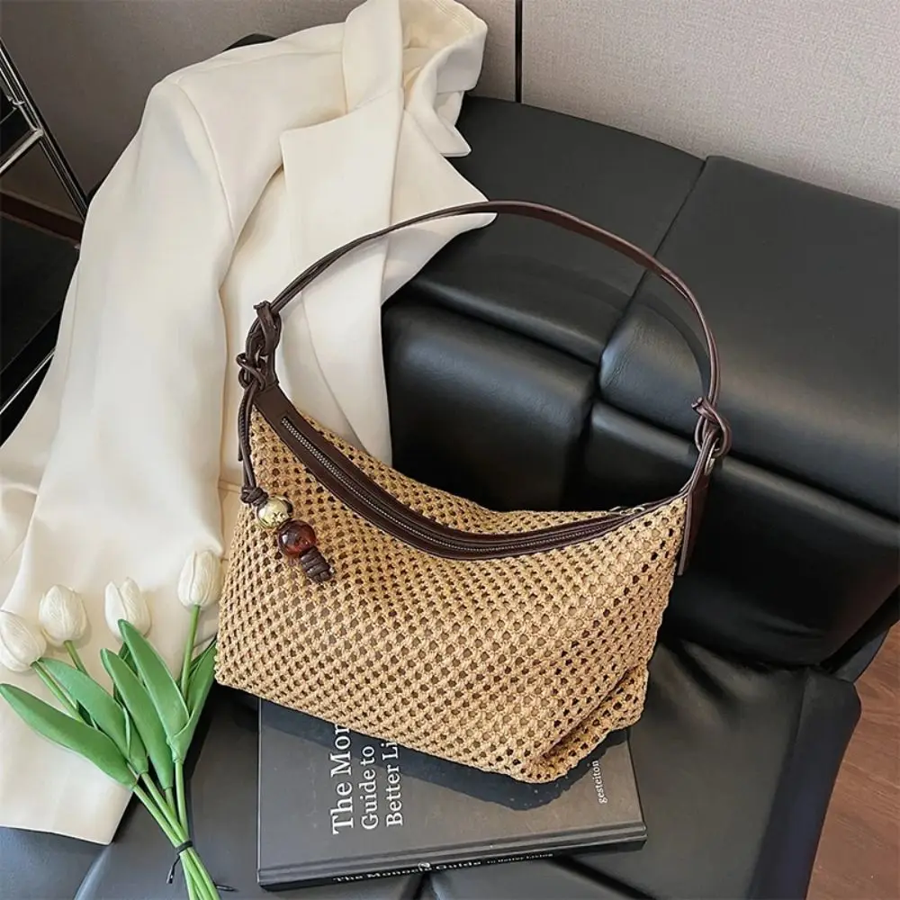 

Fashion Shoulder Bag Weave Straw Bag Summer Tote Bag Beach Bag Hollow Out Beach Handbag Underarm Woven Bag Travel