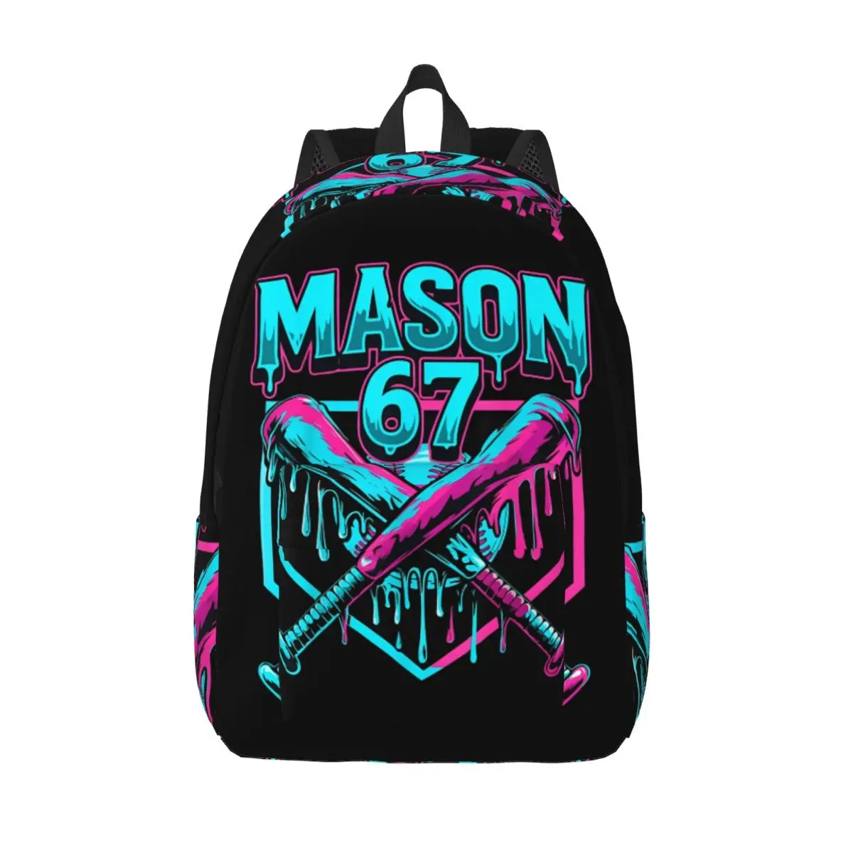 Mason 67 Funny Ice Cream Drip Baseball Meme Graphics Backpack Middle High College School Student Bookbag Canvas Daypack Travel