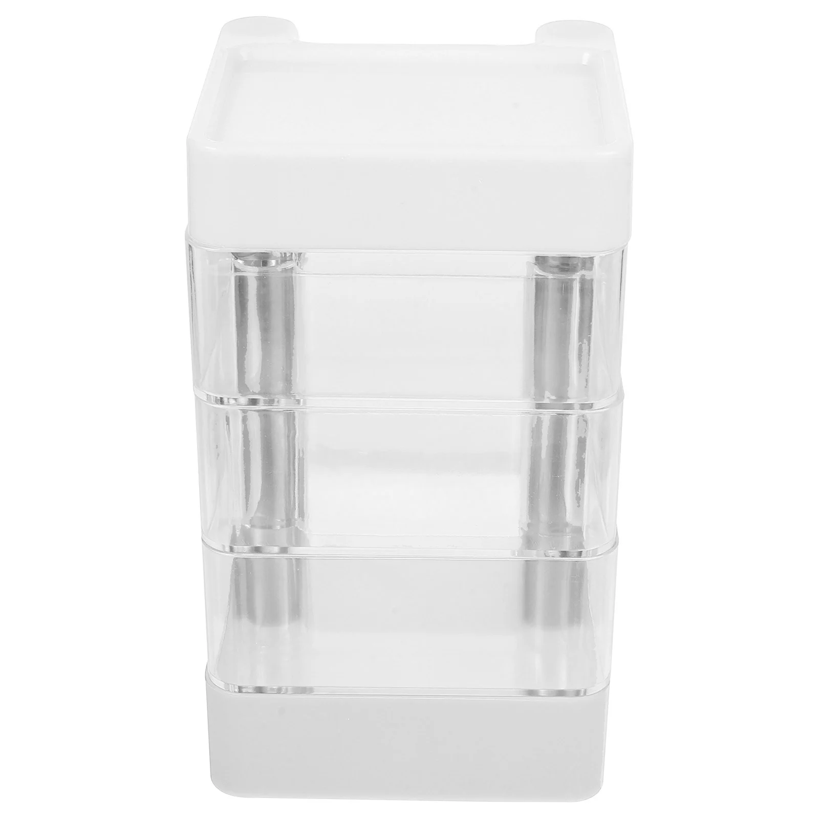 

Four Layer Rotating Jewelry ganizer Transparent Storage Box White Multi Layer Earring Holder Home Makeup Case Tabletop