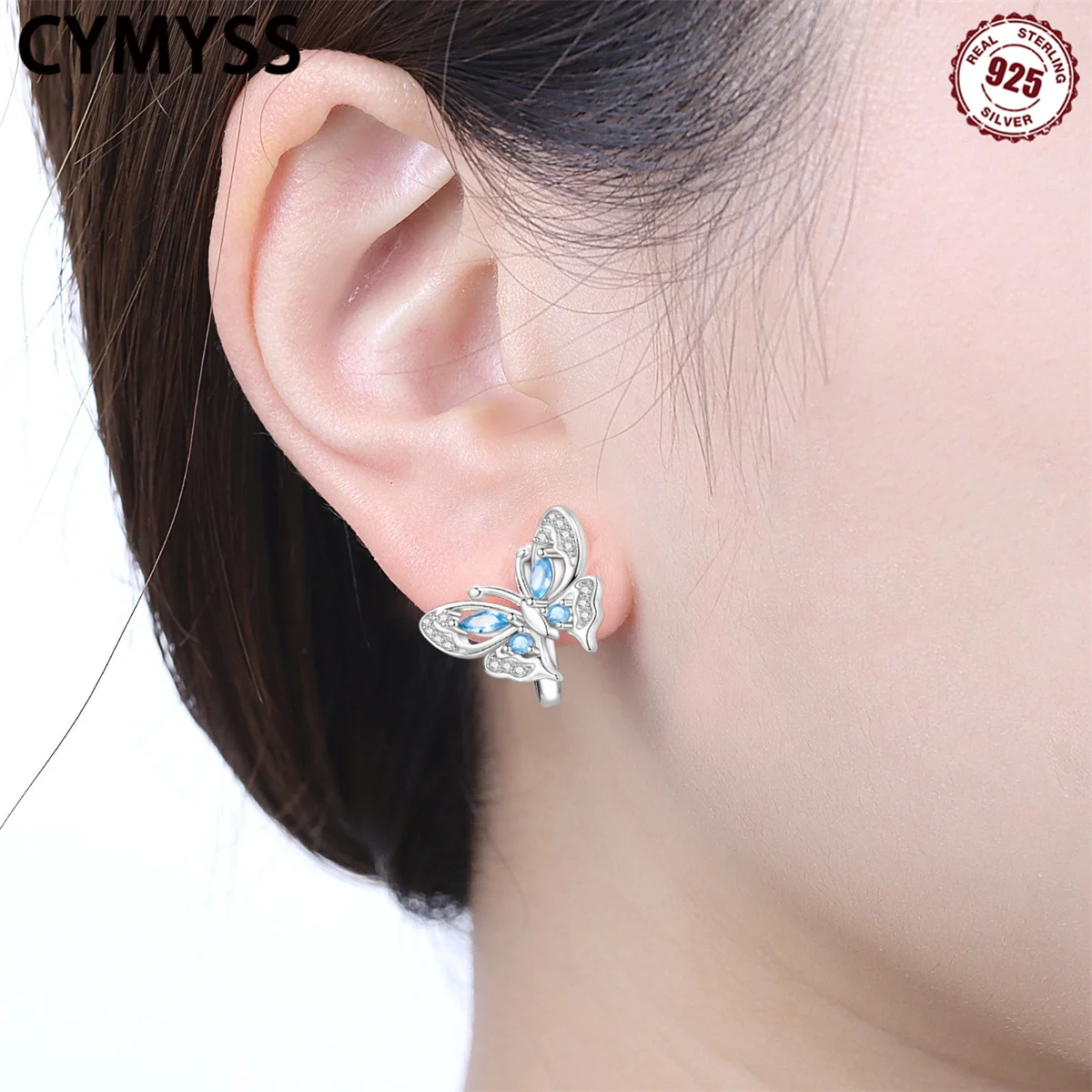 

CYMYSS 925, минималистичные полые серьги-бабочки, подходящие для свадебной вечеринки, подарочные ювелирные изделия, женские роскошные стильные аксессуары «сделай сам»