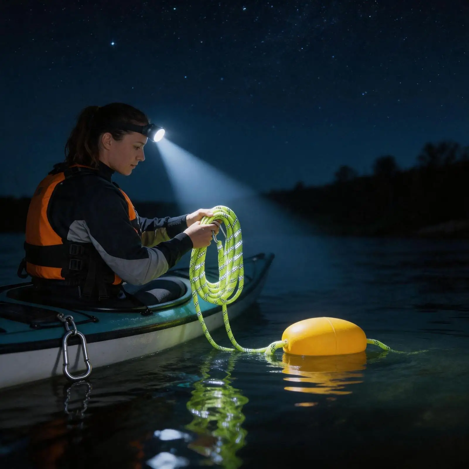 Floating Boat Tow Rope Reflective Docking Harness with Stainless Steel Hook Tubing Rope for River Lake Pool Surf Watersports