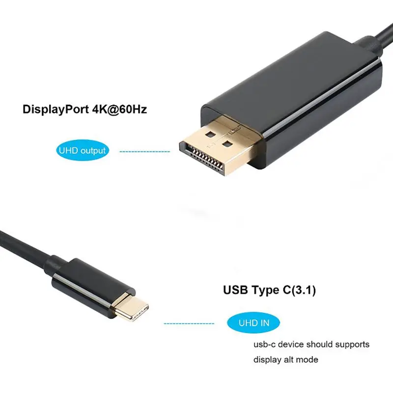 

Адаптер кабеля для дисплея 1,8 м/6 футов USB 3.1 Type C к DP 4K @ 60 Гц кабель