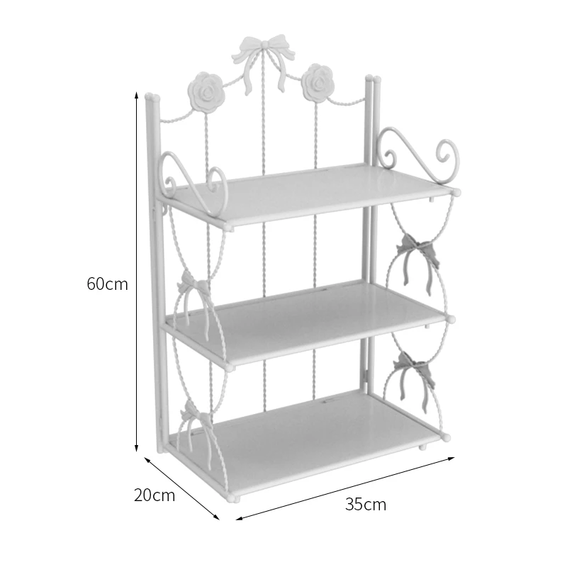 Pink Iron Desktop Organizer Multi-Tiered Cosmetic Storage Shelf Freestanding Display Rack for Bedroom Spacious Metal Bookshelf view 5
