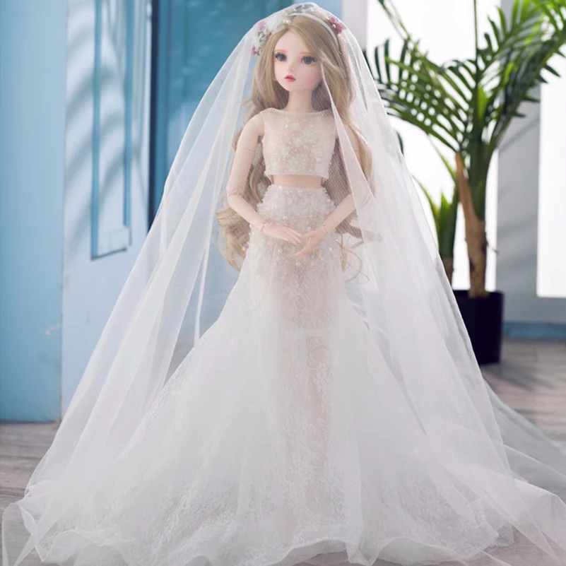 YUTOTUE 60 cm Hoogte Meisje Pop Grote BJD Speelgoed Handbeschilderd Make-Up Levensechte Mooie Kleding Pak Krullend Haar Pruik