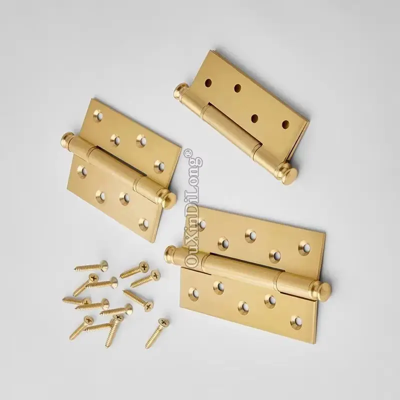 

Brand New 2PCS Solid Brass Heavy Door Hinges 4Inch/5Inch Wooden Door Mute Bearing Hinge Furniture Hinges w Screws