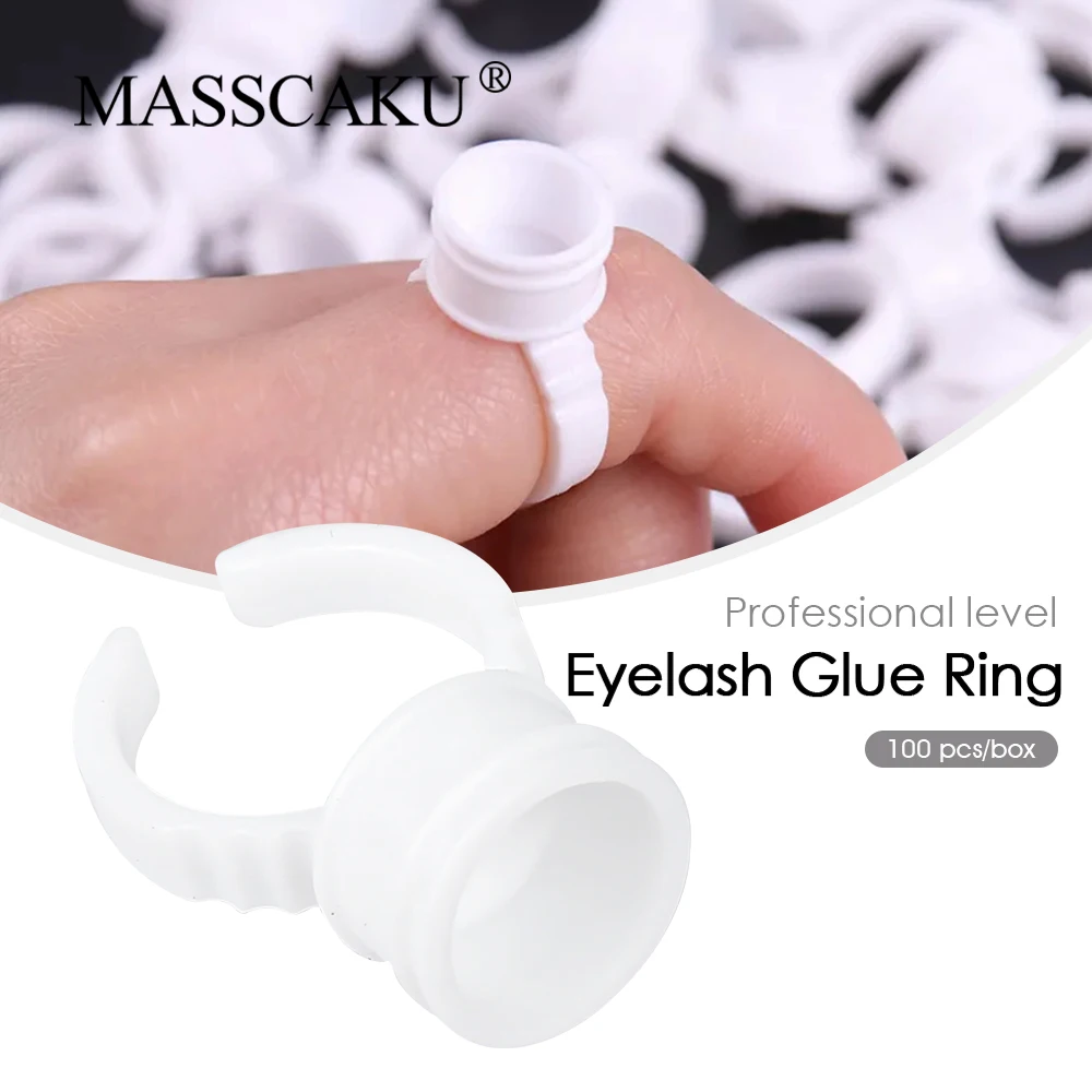 

MASSCAKU Makeup Glue Ring 100pcs/bag Lashes Clusters Professional Glue makeup products Wimper Easy Fanning lash Extension Tools