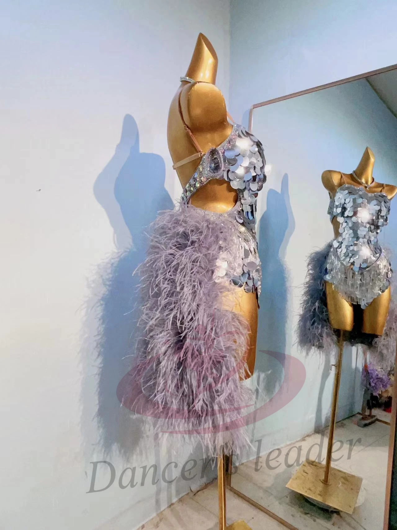 라틴 댄스 경연 대회 여성 하이 엔드 드레스 맞춤 체인 스트랩 진주 수정 삼바 공연 블랙 풀 의류