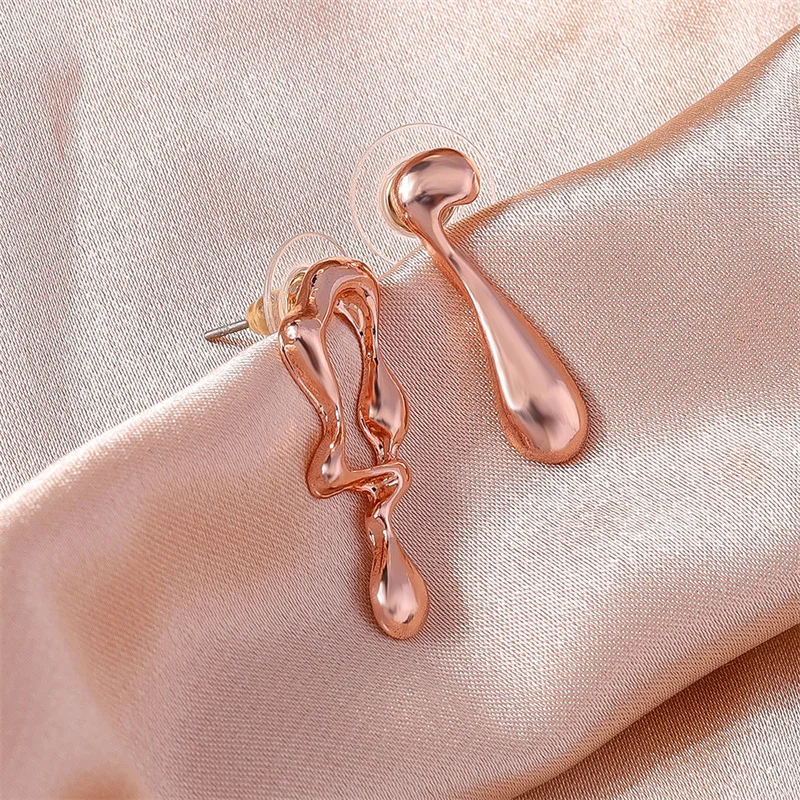 Aihua Minimalistischen Unregelmäßige Hohl Geometrie Metall Stud Ohrringe Punk Aussage Gold Farbe Ohrring Frauen Ohr Schmuck – Detail 13