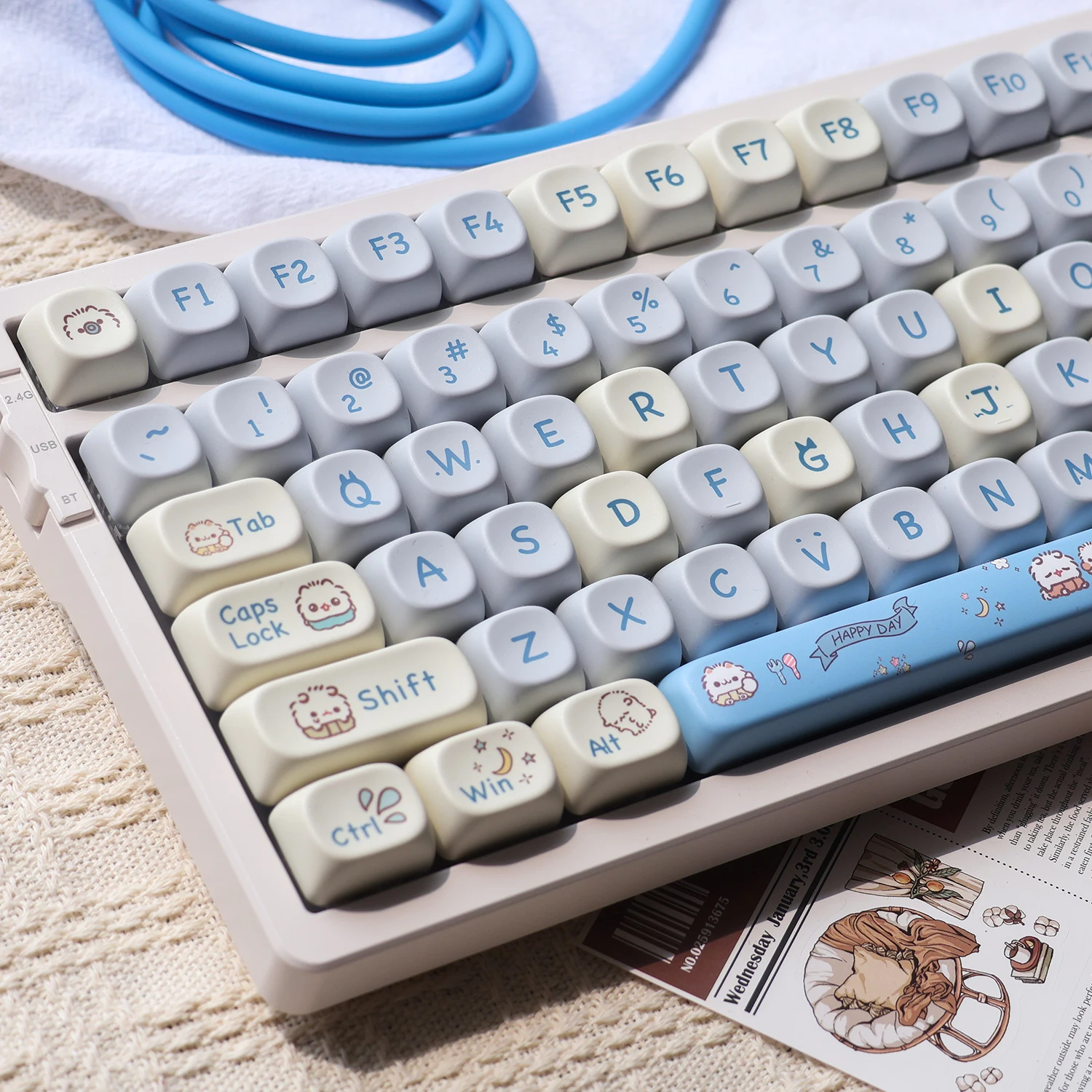 104/140 клавиш/набор, колпачки для клавиш Kohachi, профиль MOA GMK PBT, милые колпачки для клавиш в стиле аниме для механической клавиатуры, сублимационная игровая колпачок для клавиш