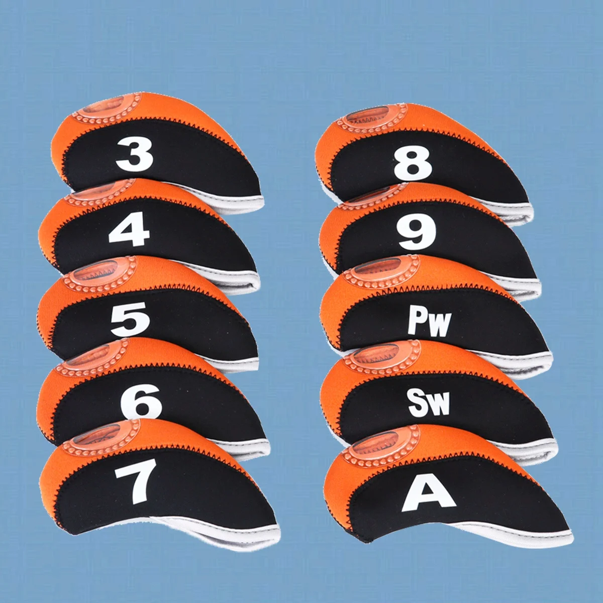 

10Pcs Golf Iron Covers Neoprene Head Covers Club Iron Putter Headcovers Water Resistant Elastic Protective Set for Travel Carry