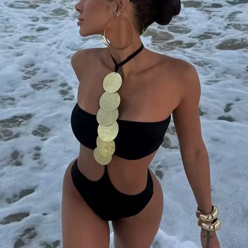 Swimming Suit for Women Monokini Sexy Bathing Suit 2025 Halter Swimwear One Piece Swimsuit Trikini Cut Out Beachwear Swim Wear