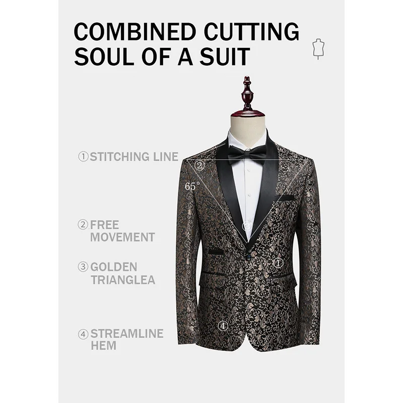 Men's Jacquard Slim Fit Suit Is Comfortable Elegant And High-end Suitable For Wearing In Important Places