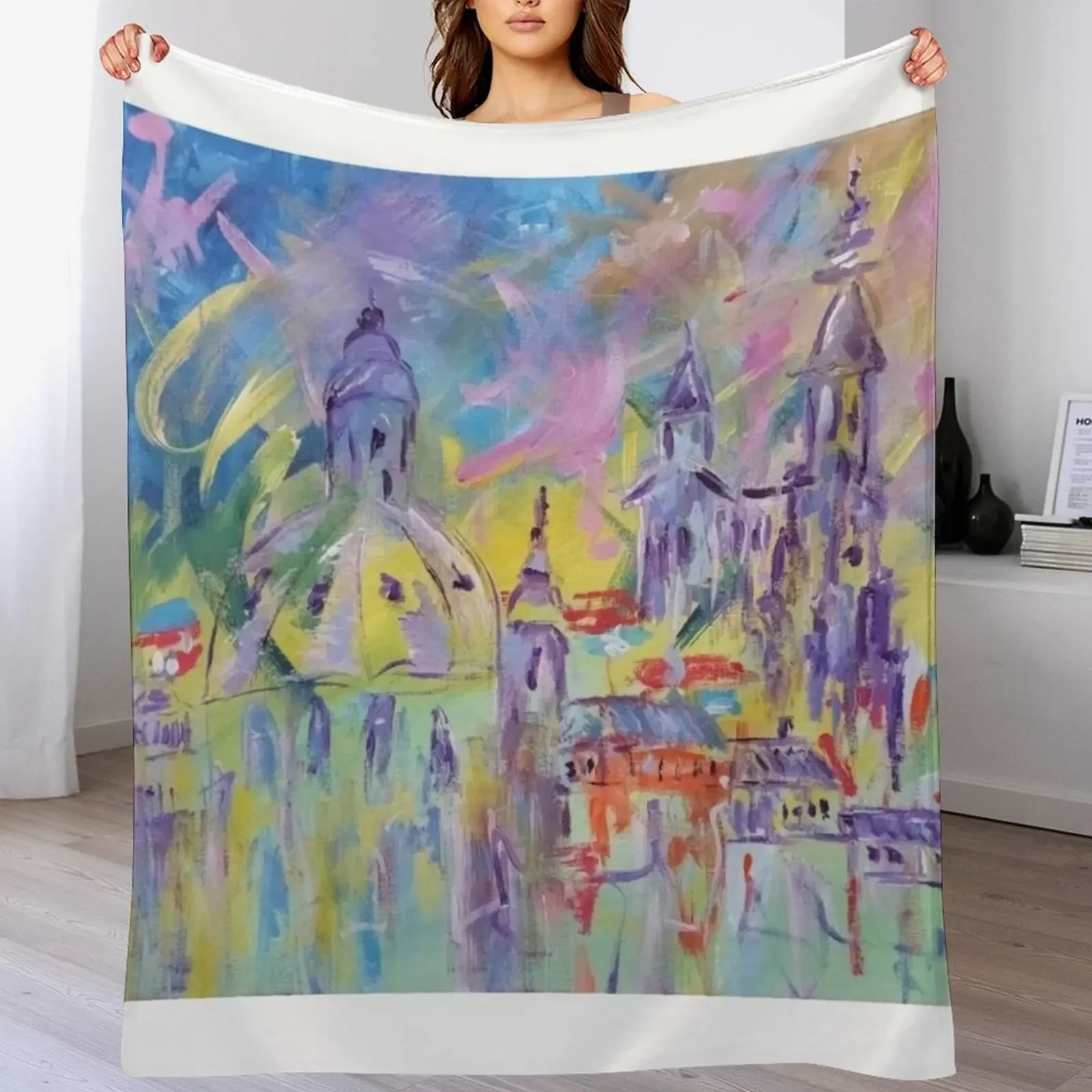 City walk Throw Blanket Cozy Home Blanket Gift for Christmas Holiday
