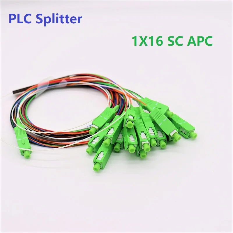 

5/10/20pcs/lot 1X16 PLC Fiber Optic Splitter Color/White SC-APC SM Fiber Optic Splitter Unequal 0.9mm PVC G657A1 1m FTTH