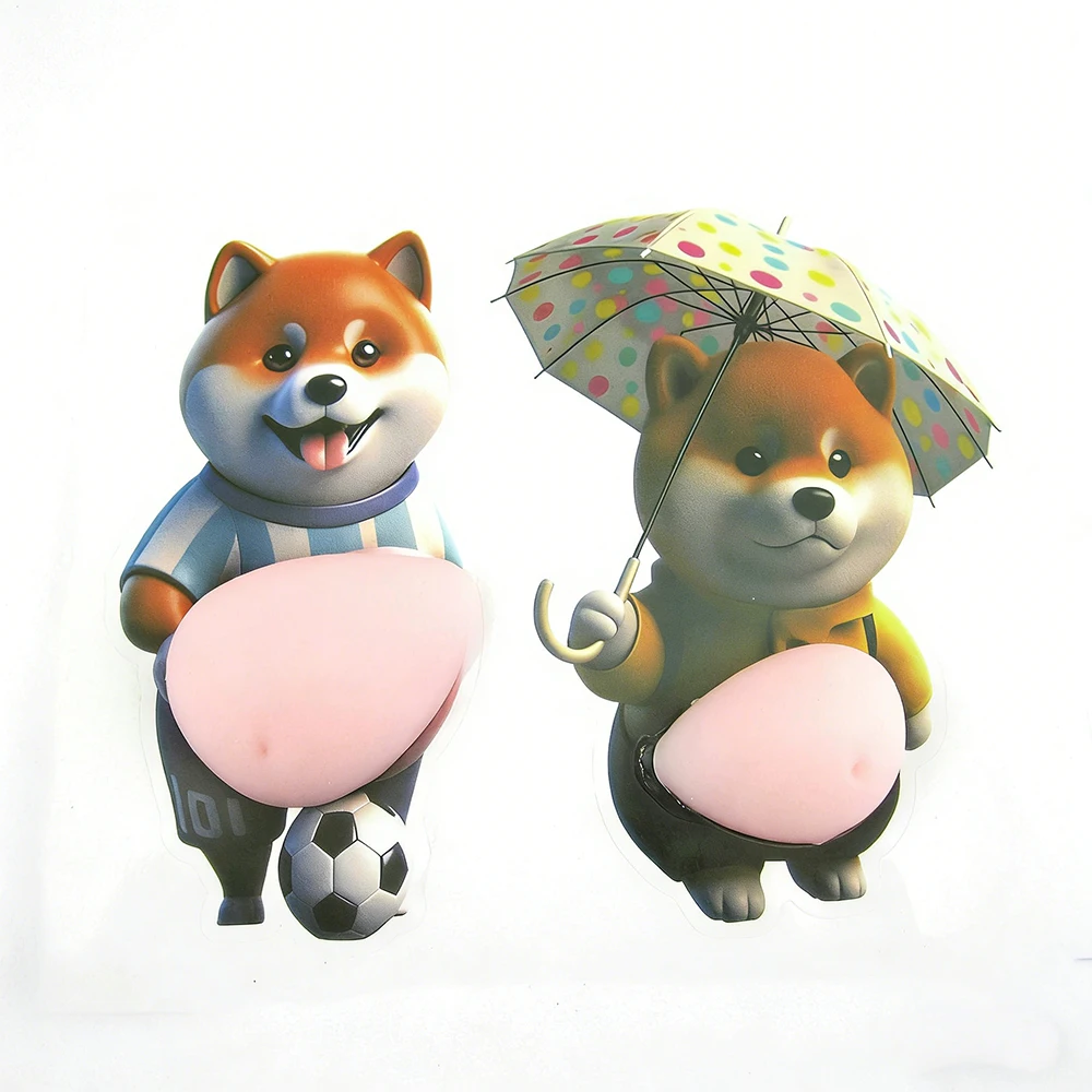 2 قطعة ملصقات شيبا إينو ثلاثية الأبعاد فائقة النعومة من السيليكون واقي مصد السيارة والأثاث ملصقات مضادة للتصادم، سيليكون ذاتي اللصق