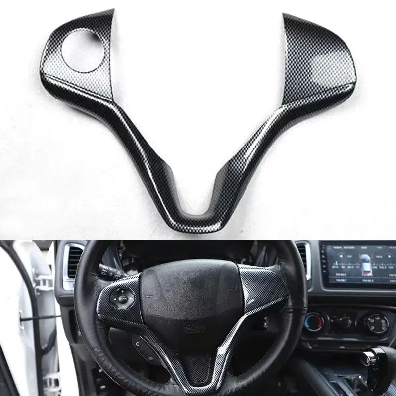 

ABS Carbon Fiber Style Car Steering Wheel Decoration Cover Bezel Trim For Honda Vezel XRV 2015 2016 2017 Car Styling