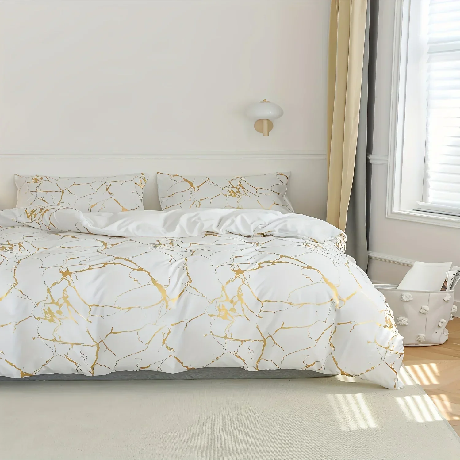 2/3pcs Bronzing Marble Print Down Comforter Set, Thickened Warm Quilt Core,Soft And Comfortable, Hotel Home Bedding