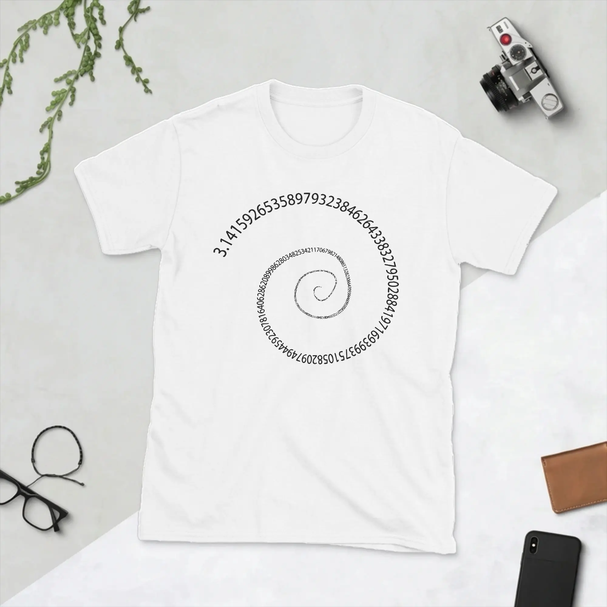 Black Pi Spiral Men T Shirt Math Pie Mathematics School Student Geek Vintage Tee Shirt Round Collar T-Shirt 100% Cotton Clothing