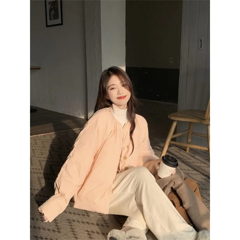 Women's Clothing Sweet Korean Short Cotton Jacket Outerwear Autumn Winter New Chic Design Loose Single-breasted Puff Jacket