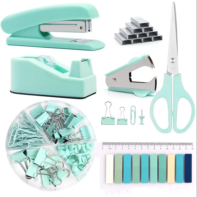 Stationery Set Student Scissors Stapler Tape Binding Combination Kid Gift Home Book Binding Machine Stapler School Supplies