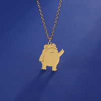 HIPEE Fashion Middle Finger Toad Pendant Necklace For Women Men Fortune Wealth Frog Necklaces Hip-hop Funny Jewelry Party Gift