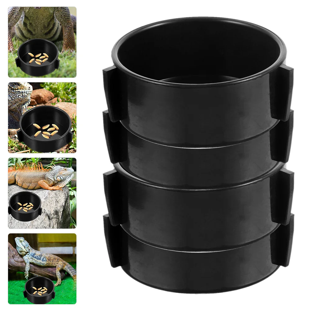 

4 Pcs Worm Tray Ceramic Water Bowl Reptile Household Dish Multi-function Delicate Convenient Multifunction Supply